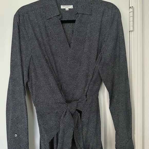 Equipment Navy/White Pattern Dress - Size 10 - Picture 5 of 8